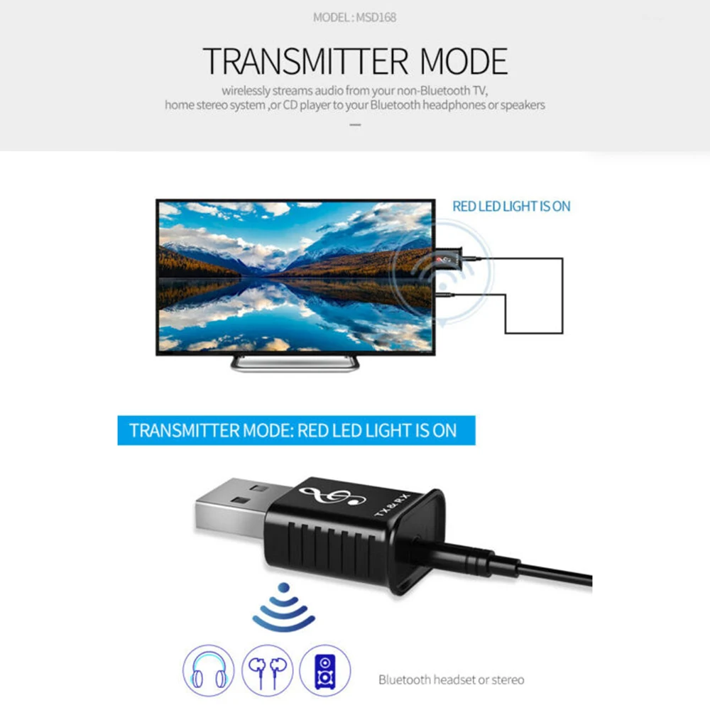 USB Bluetooth 5,0 аудио передатчик приемник адаптер для ТВ ПК автомобиля AUX динамик