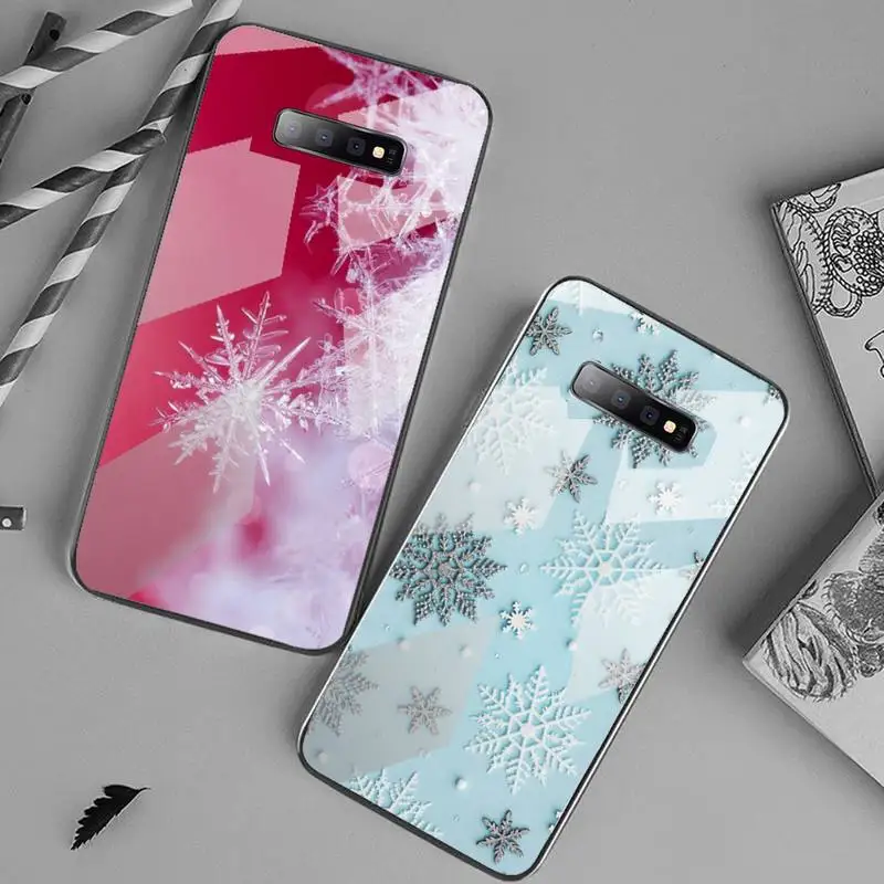 

snowflake Aesthetic White the weather Phone Case Tempered glass For Samsung S6 S7 edge S8 S9 S10 e plus note8 9 10 pro
