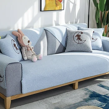 

Solid Color Sofa Towel on for Living Room Furniture Slipcovers Couch Chaise longue Seat Cushion Anti-dirty Decor protector Cover