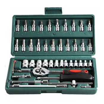 

46pcs Ratchet Socket Wrench Set 1/4 Drive Ratchet Spanner Hex Bit Socket Kit Car Auto Repair Tools Combo Set