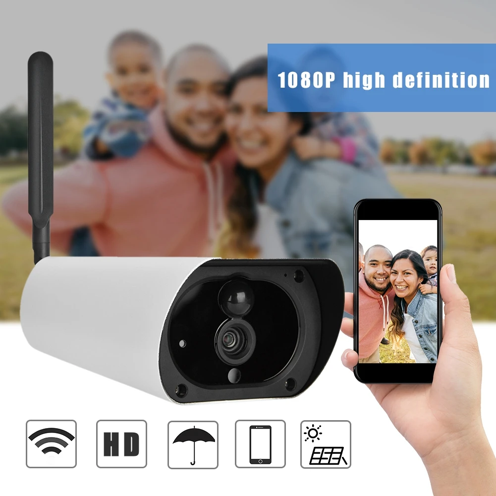 Infravermelho celular 1080P камера на солнечных батареях 4G IP66 Водонепроницаемая наружная камера безопасности