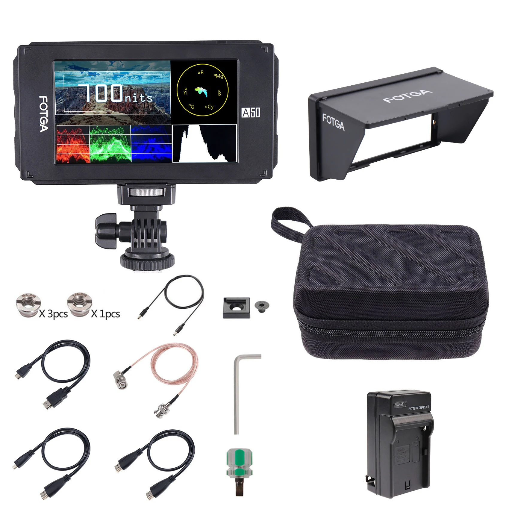 Fotga Dp500Iiis A50T A50Tl A50Tls 5 "Fhd Video Touch Screen Monitor Per Videocamera Da Campo, 3D Lut, 3G Sdi 4K Per A7S Ii Gh5
