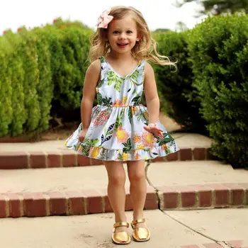 

Emmababy Toddler Baby Girl Flower Printed Ruffles Dress Sleeveless Mini Tutu Dress Pageant Party Dress Summer