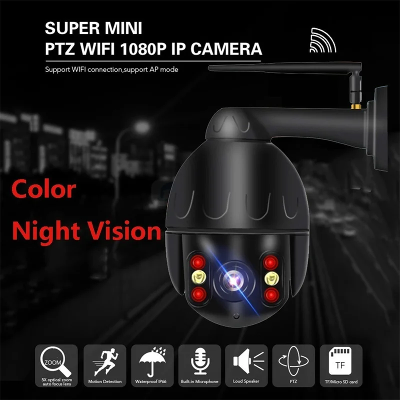 

Surveillance Camera Outdoor 1080P WiFi Security IP Camera smart waterproof PTZ 360 Panoramic Security Speed Dome 5X Optical Zoom