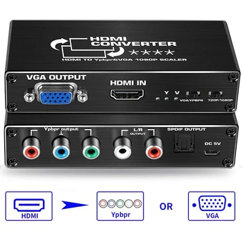 

Navceker HDMI to 1080P Component (YPbPr) VGA video Converter Adapter with Analog Stereo R/L + SPDIF Audio Signal Output for PS4