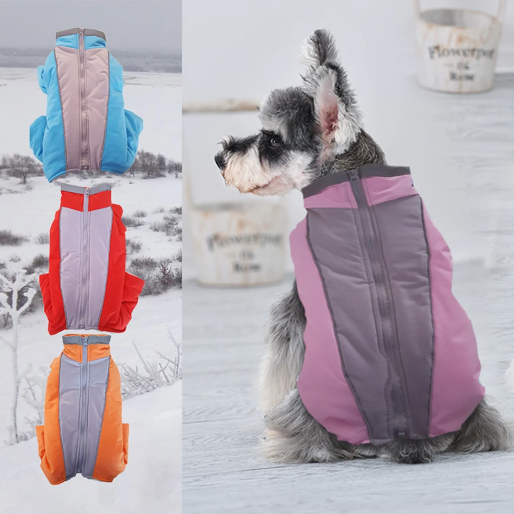 

DIDIHOU Overalls for Dogs Warm Waterproof Small Dog Winter Jumpsuit Trousers Male/ Female Dog Reflective Pet Puppy Down Jacket