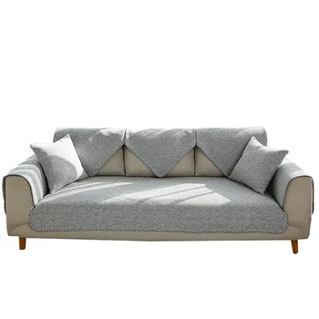 

Four Season Cotton Sofa Cover Non-slip Linen Woven Arm Sofa Cushion Sofa Towel Pure color Armrests Couch covers For Living Room