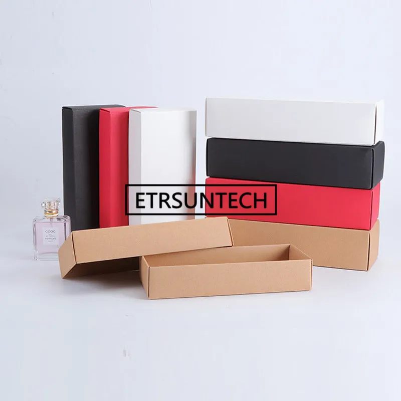 

100 шт./лот, длинная коробка из крафт-бумаги, упаковочная коробка для носков/нижнего белья, Подарочная коробка с крышкой, картонная коробка белого/Красного/коричневого/черного цвета