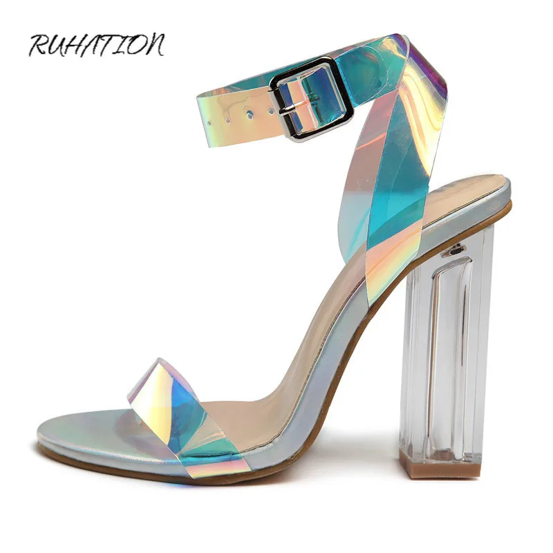 

Sandals Women's Shoes High Heels Open Toe Ankle Strap Buckle Personalized Dazzle Colorful Sandals Party Wedding Shoe Plus Size