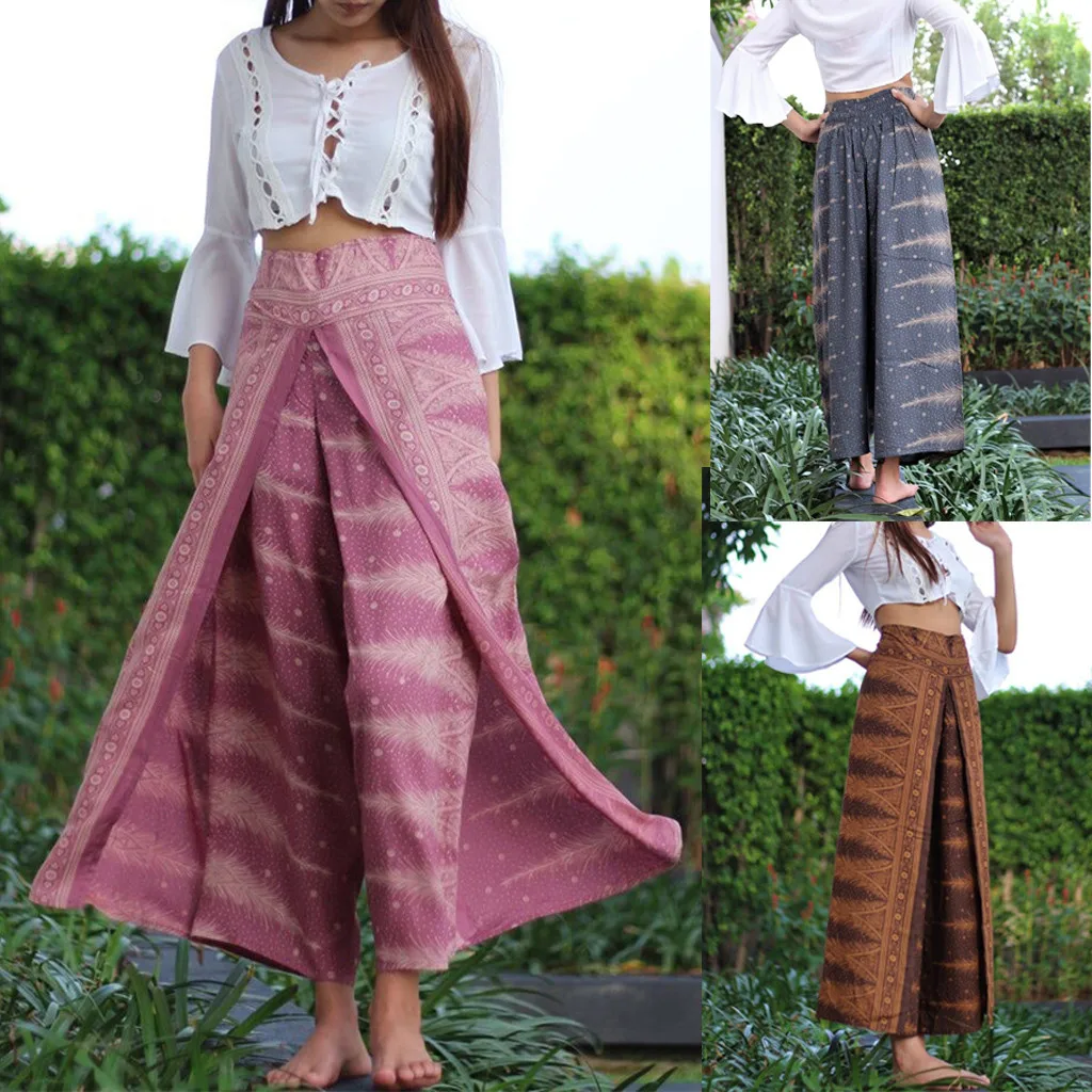 Bohemian Pants Women's Fashion Thai Style Printed Loose Штаны для йоги Summer Travel Lounge Festival Beach Print Wide Leg Pants Bohemian Pants Women's Fashion Thai Style Printed Loose Штаны для йоги Summer Travel Lounge Festival Beach Print Wide Leg Pants