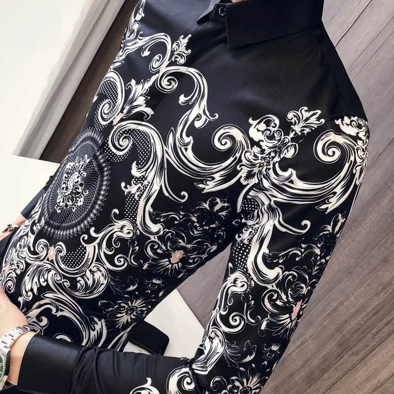 2019-New-Black-Shirt-Men-Slim-Fit-Long-Sleeve-Camisa-Masculina-Chemise-Homme-Social-Men-Club (2)