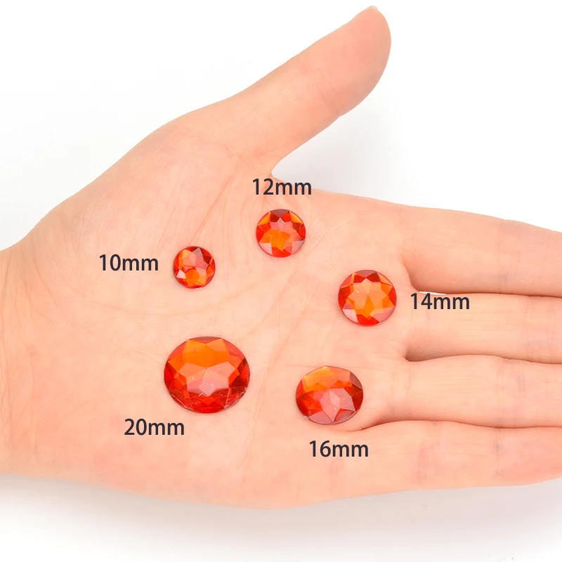 10 12 14 16 20mm Colorful Round Stones Flatback Acrylic Rhinestone Trim Scrapbook DIY Wedding Dress Accessories Costume Button