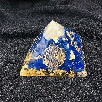 

3.5 inch Orgonite Pyramid Vishuddha Chakra Zadkiel Lapis Blue Natural Crystal Resin Decorative Craft Jewelry C0144