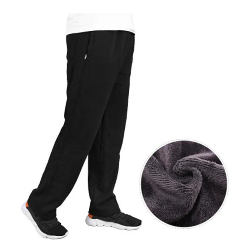 

2023 New Mens Warm Casual Pants Loose Version Fitness Plus velvet thicken Trousers Winter Workout Pants Solid Fleece Sweatpants
