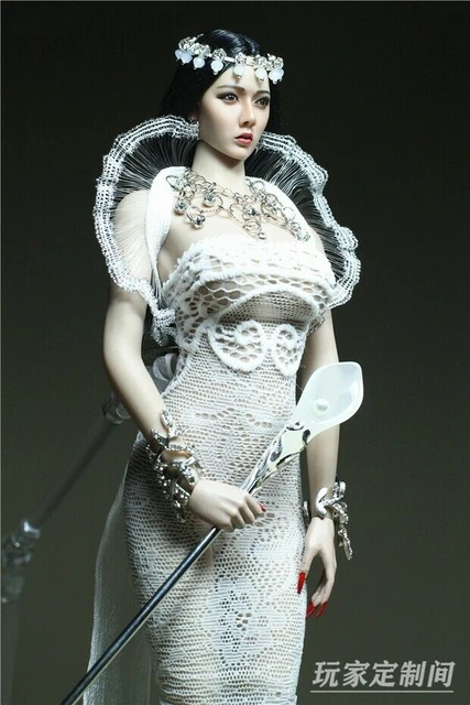1/6 Scale Custom White Light Long Dress Model For 12 Phicen Female Big  Middle Bust Figures - Action Figures - AliExpress