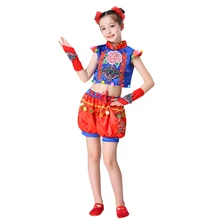 Новогодний танцевальный костюм для девочек, школьная одежда для выступлений, китайский национальный народный танец, Рождественский фонарь, одежда