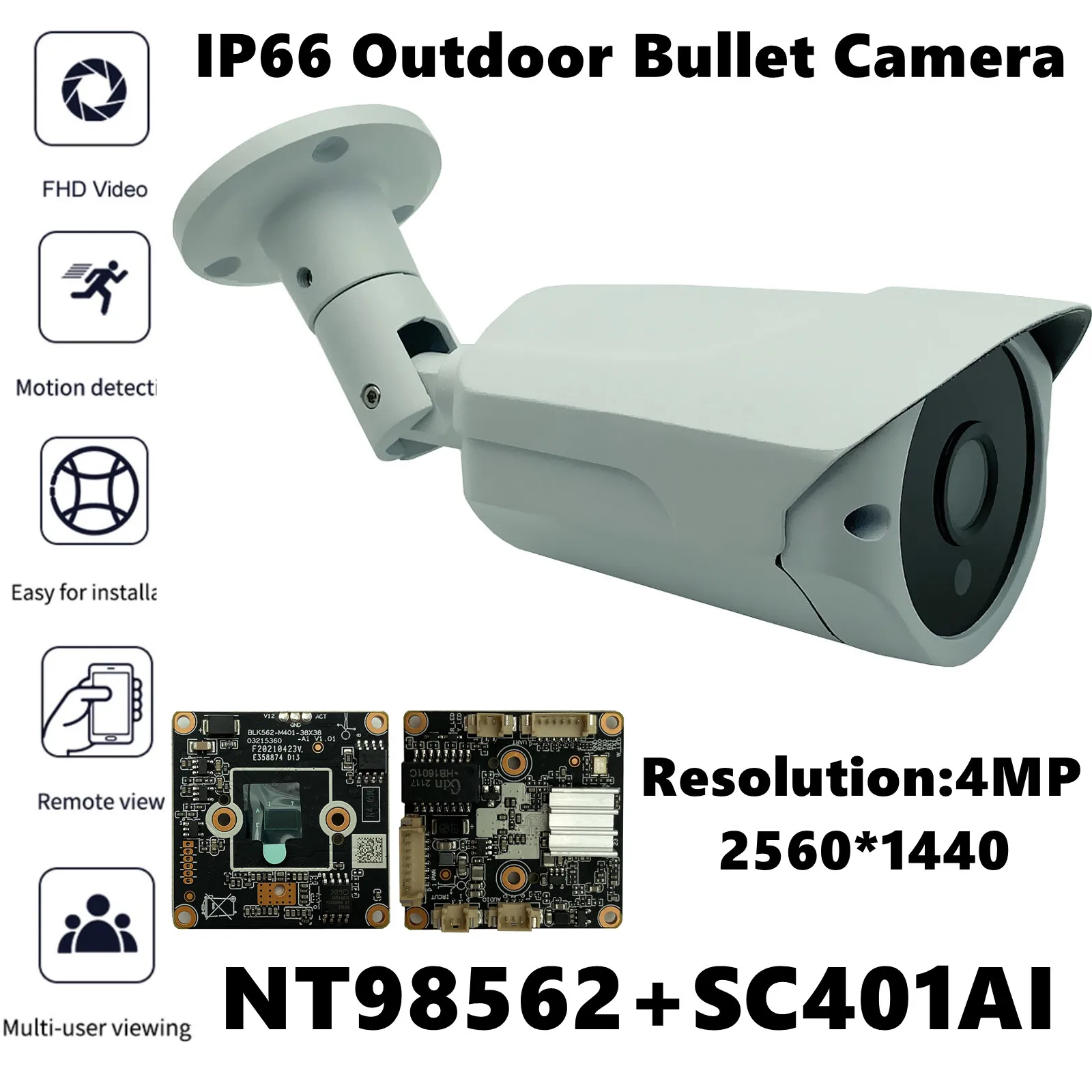 NT98562 + SC401AI IP внешняя фотолампа 4 МП 2560*1440 6 светодиодов IRC VMS XMEYE ONVIF радиатор для