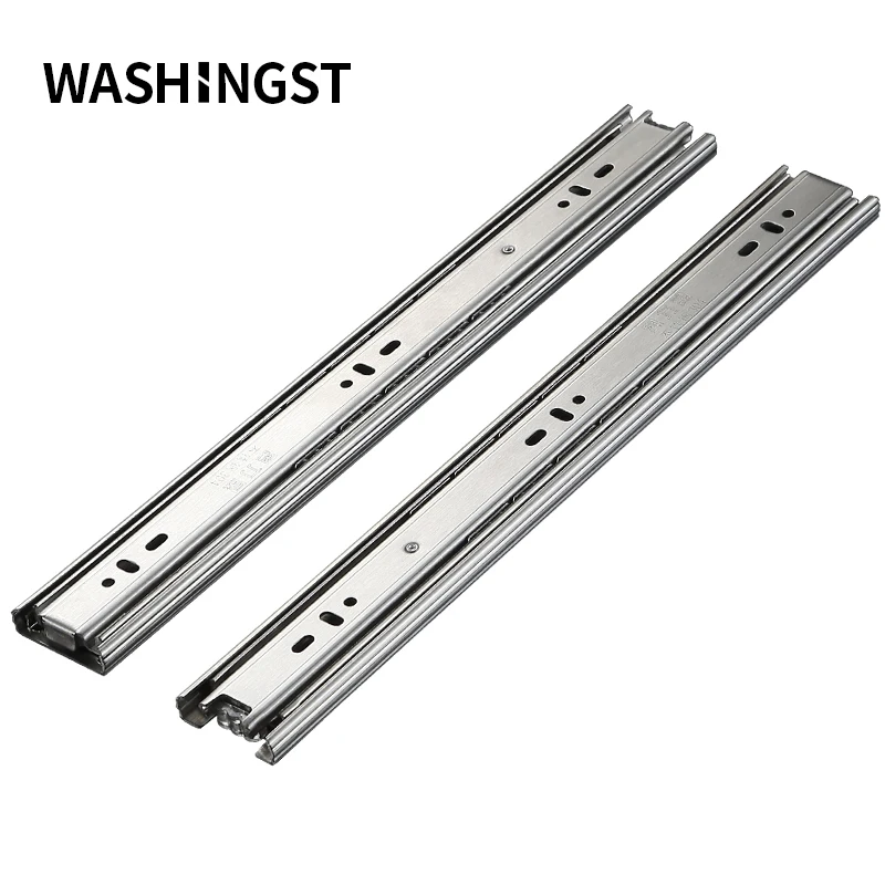 WASHINGST 10''-24'' Slide Drawer Track Stainless Steel Cushioned Silent Closing Furniture Hardware 45mm Wide