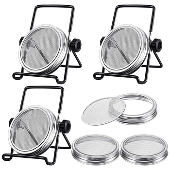 

9 Pieces Sprouting Kit Sprouting Lids Sprouting Jar Lid Strainer Lids and Sprouting Stands Sprout Starter Kit (86 mm)