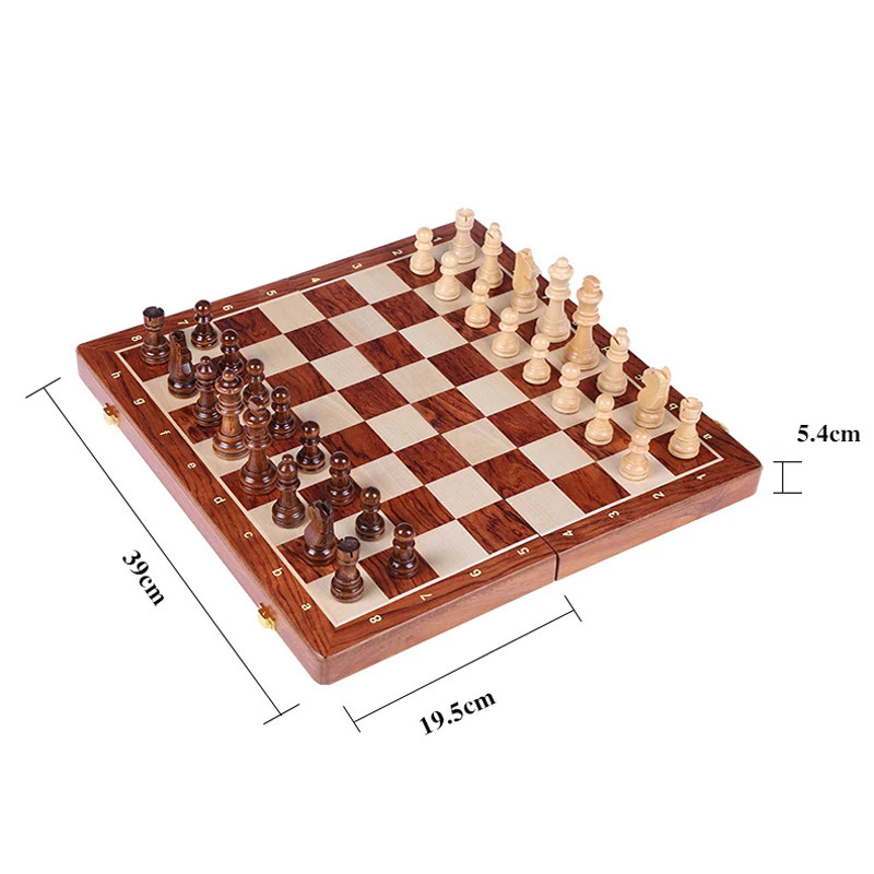 High Quality Wooden Folding Large Chess Set King High 78MM Handwork Solid Wood Pieces Walnut Chessboard Children Gift Board Game