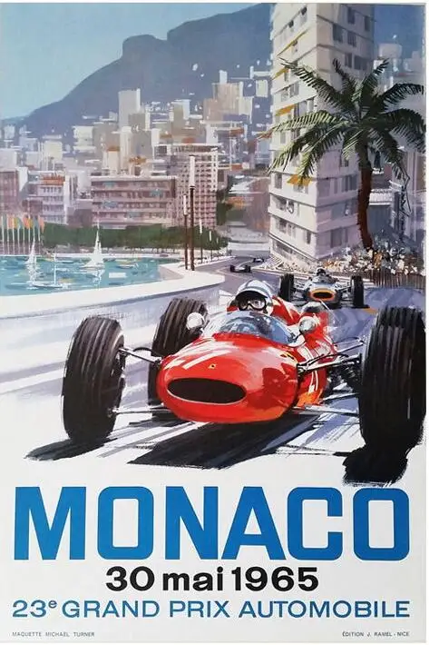 

Lot style Choose Monaco Racing Competition Retro Classic Grand Prix Motor Art print Silk poster Home Wall Decor