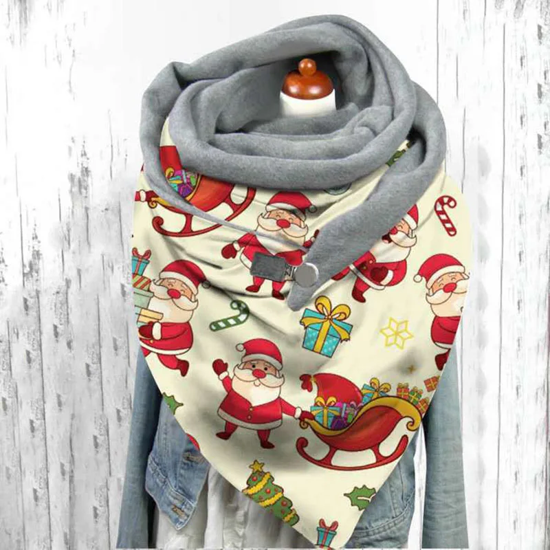 

2020 hot sale new Christmas plus velvet butterfly pattern triangle scarf