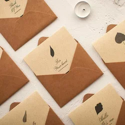 Carte postale de vœux en papier Kraft avec enveloppe, carte de bénédiction pour la famille des amis, cadeaux d'anniversaire, nouvel an, noël, 6 pièces 