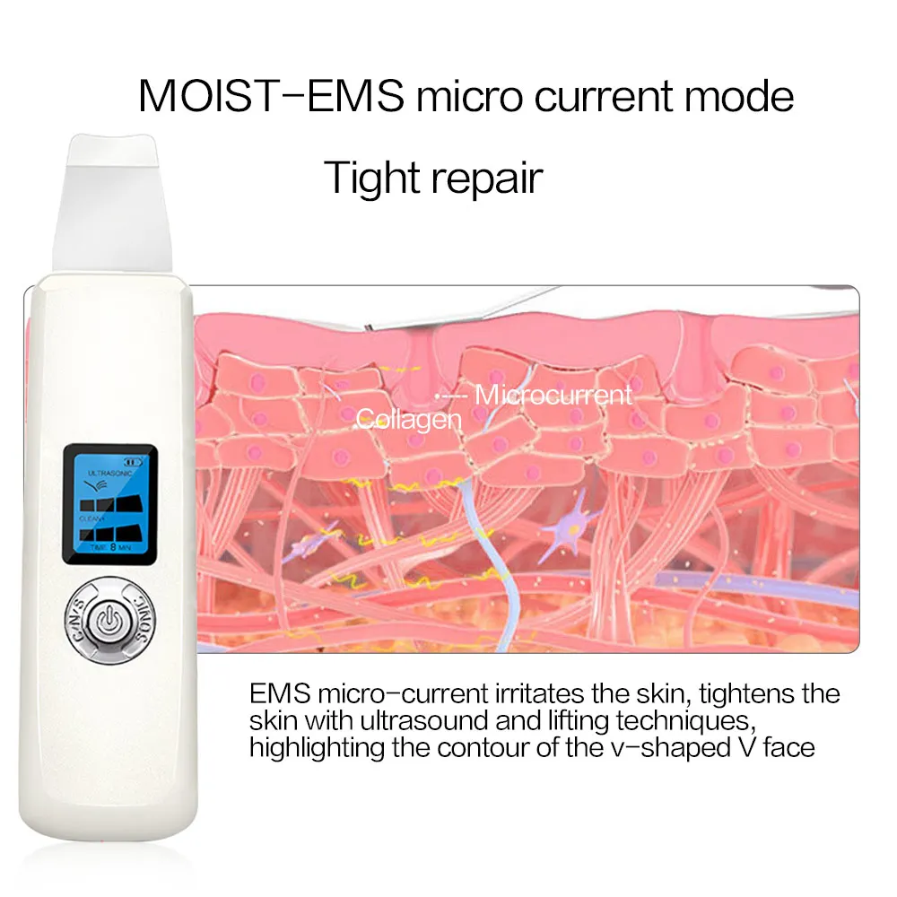 Электрический ультразвуковой шпатель для кожи лица очиститель ионов и пор