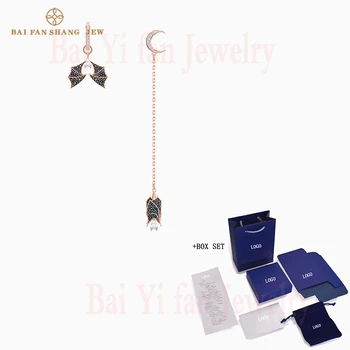 

Fashion Jewelry SWA New ASYMETRIC Pierced Earrings Asymmetric Bat Pattern Crystal Rose Gold Earring Female Romantic Jewelry Gift