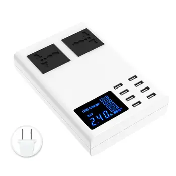 

Smart 8 Port Charging Socket Universal 110V-240V LED Display USB Charger Power Adapter