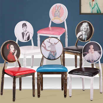 

Beautiful Nail Stool Backrest Iron Art Makeup Originality Tea with Milk Restaurant Table Chairs Kitchen Table Dining Chair