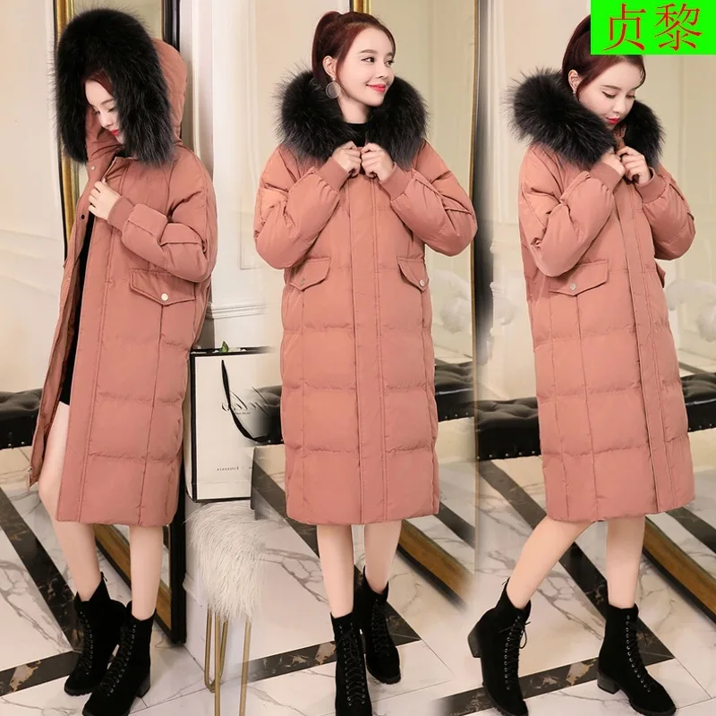 

2018 Winter New Style WOMEN'S Dress Korean-style Exta-long down Jacket Cotton-padded Clothes Thick Slim Fit over-the-Knee Cotton