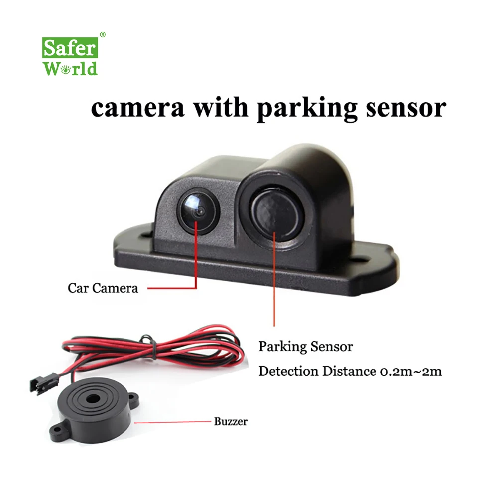 

2 In 1 Reverse Parking Sensor And Backup Rear View Camera Kit For Car