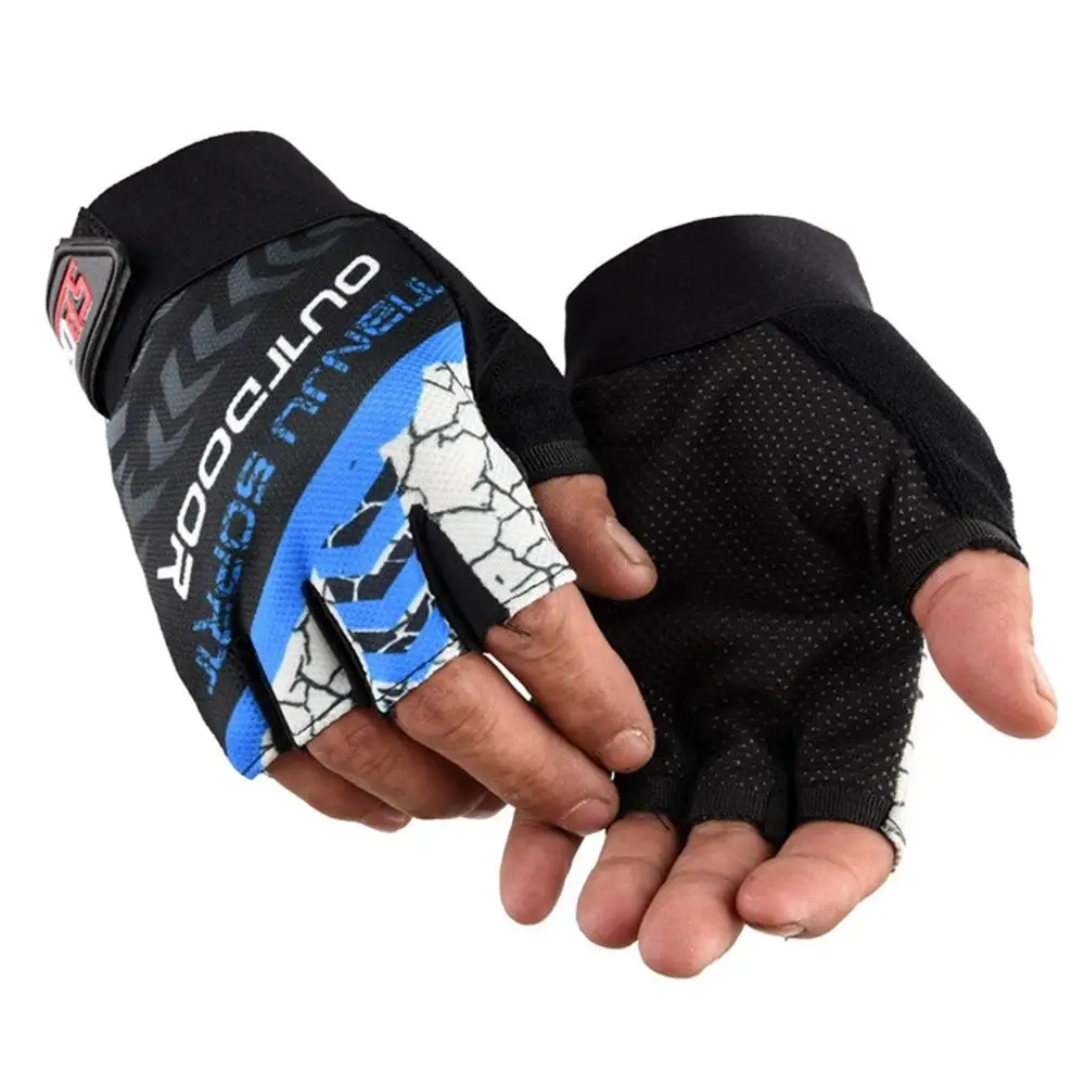 Tactical Fingerless antiskid Breathable Gloves Outdoor Bicycle Motorcross Combat Hard Knuckle Cycling Half Finger Gloves - Цвет: Синий