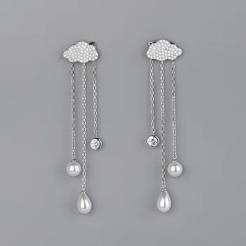 

CMajor Latest S925 Sterling Silver Imported 7A Cubic Zircon Clouds Raindrops Cute and Delicate Simple Dangle Earrings for Women