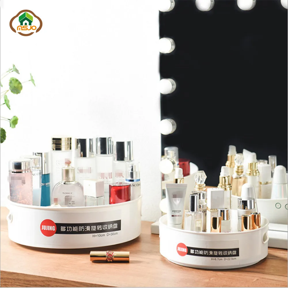 

MSJO Makeup Organizer Storage Box 360 Rotatable Plastic Box for Women Home Bathroom/Kitchen Cosmetices Organizador Storage Tray