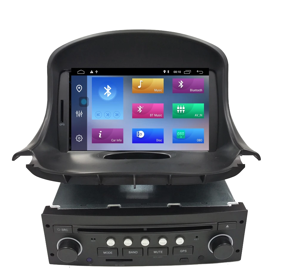 Автомобильный DVD плеер с GPS четырехъядерным процессором Android 10 для PEUGEOT 206 206cc