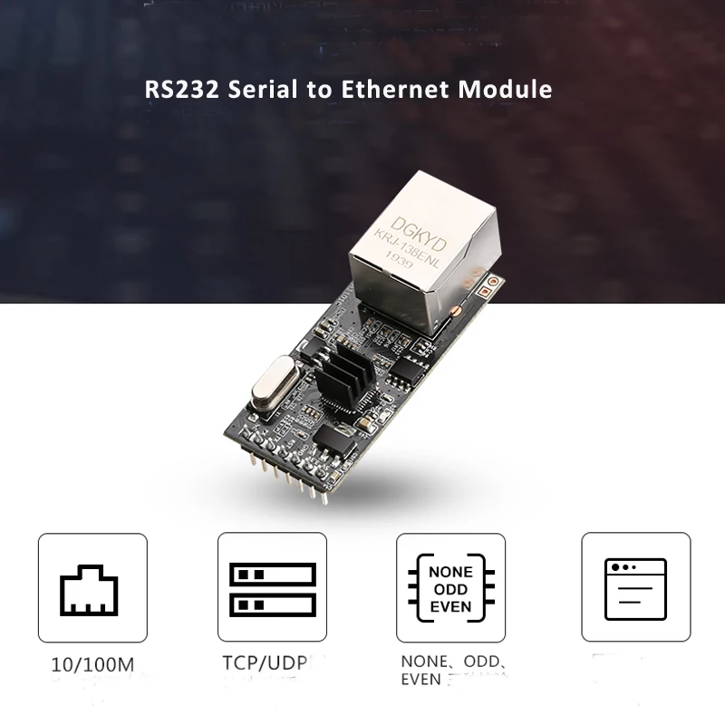 RS232 Serial to Ethernet Module TTL level 3.3V TCP UDP Network module to TTL Network port RS232 Serial converter network tone tracer