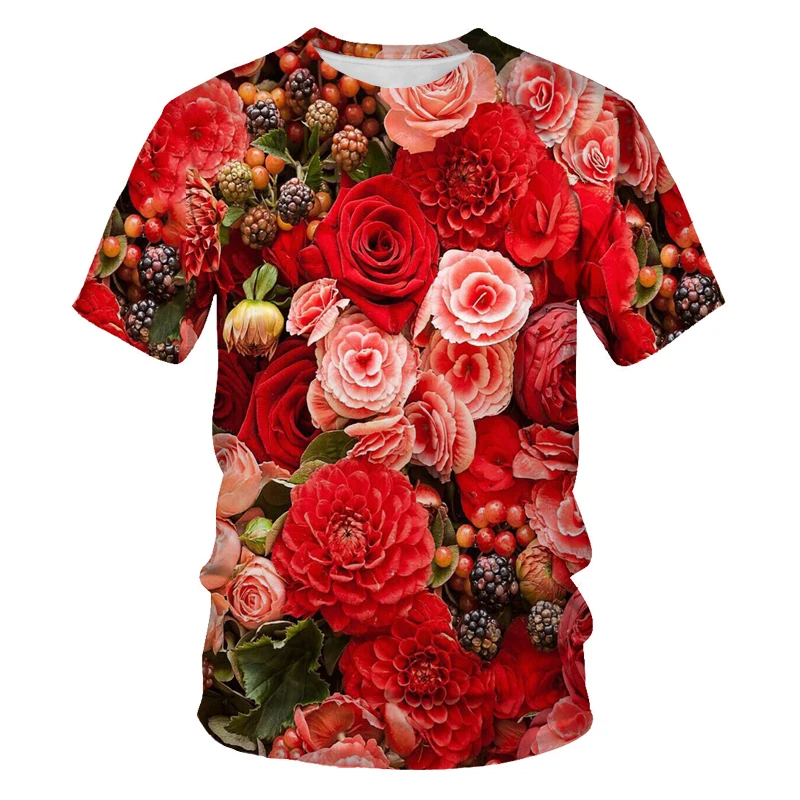 Summer Fashion Men's T-shirt 3D Devil and Flower Print Casual O-neck Beautiful Full Size 110-6XL | Мужская одежда