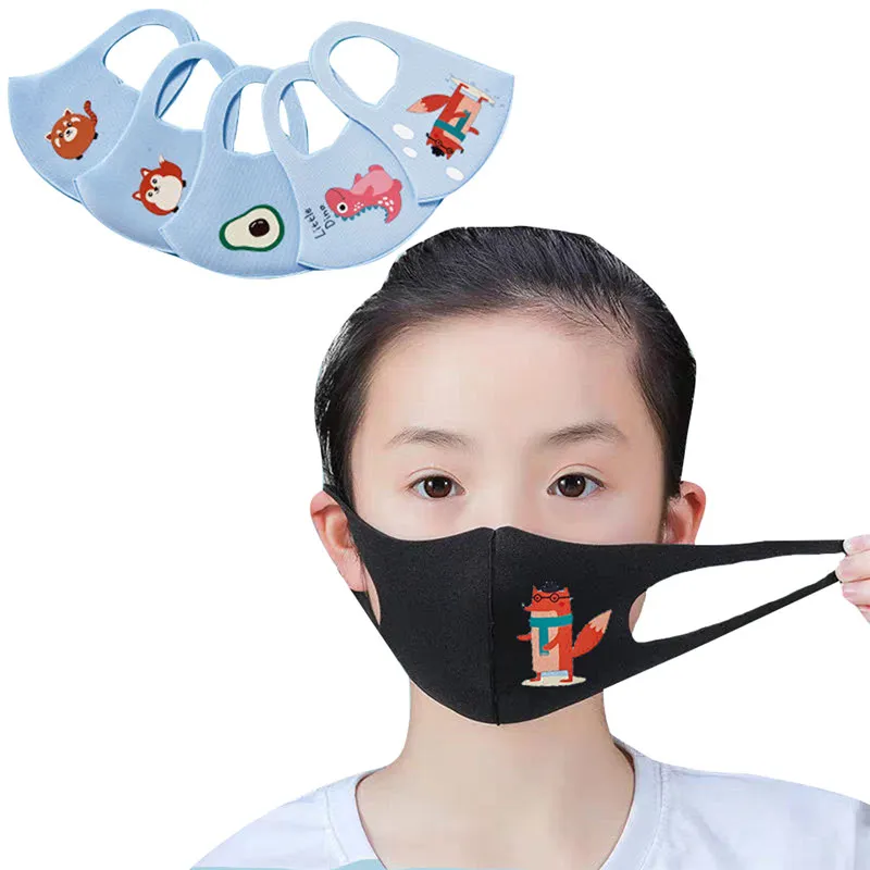 

1 or 5Pcs Kids Children's Face Cover Anti-Fog Mouth Mask Bacteria-Proof Protective Mask Reusable Washable PM2.5 Color Random