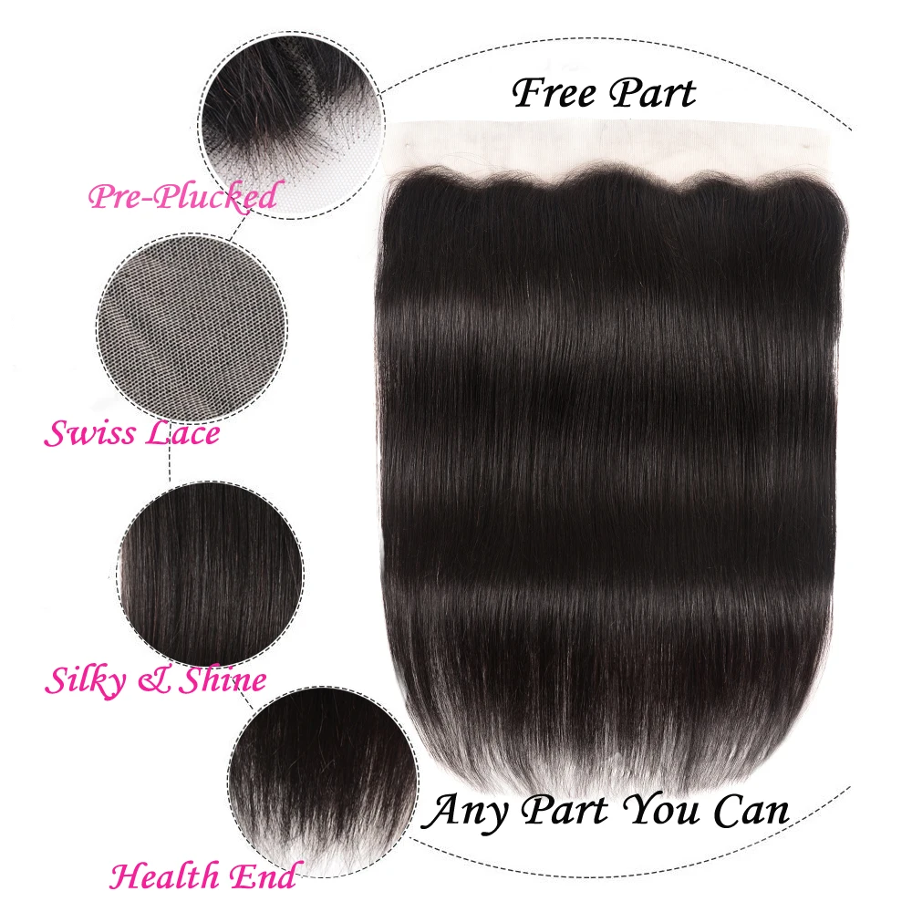 Julia Hair Bone Straight 13x4 Lace Frontal Free Part Ear to Ear Lace Frontal Closure Pre Plucked Human Hair 4x4 Lae Closure