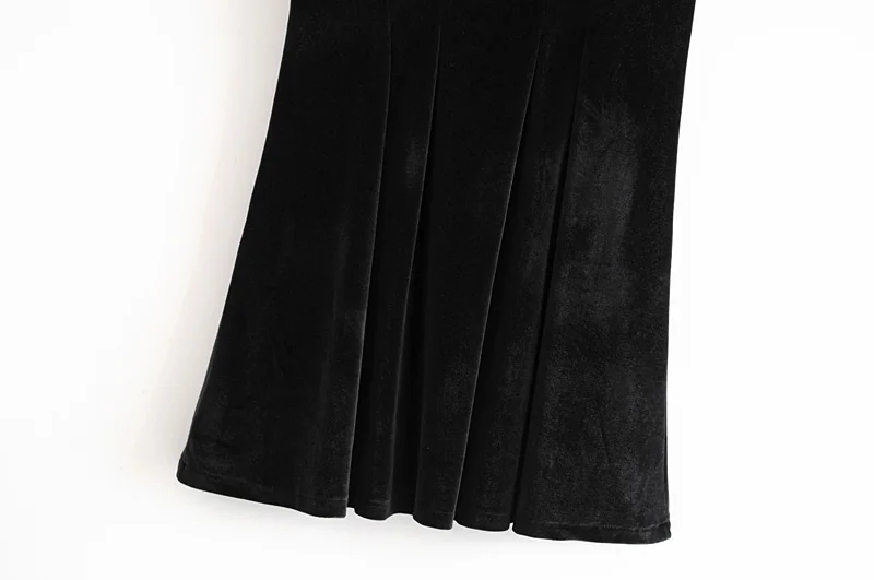 Модное женское платье Za, черное бархатное элегантное ТРАПЕЦИЕВИДНОЕ ПЛАТЬЕ С v-образным вырезом и коротким рукавом, высокая талия, летние платья, повседневные короткие платья