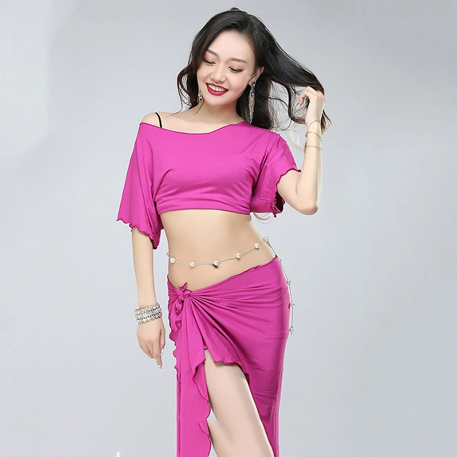Новый костюм Bellydance Woman Belly Dance set модальный топ и модный шарф живота Танцевальная