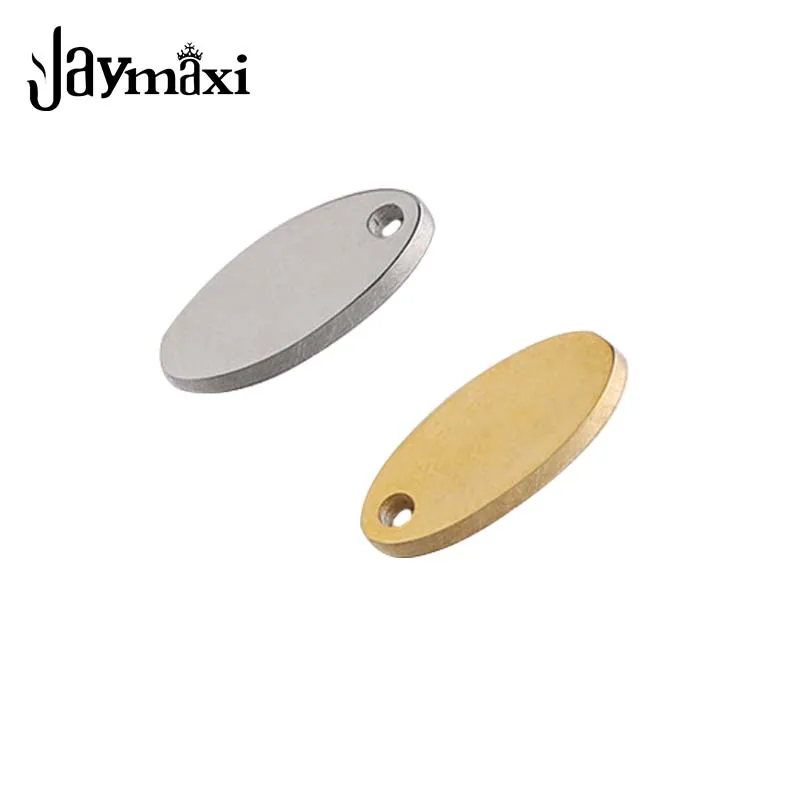

Jaymaxi Oval Tag Charm Engrave Logo 5*12mm Mirror Polished Stainless Steel Custom Made Tail Charm 20Pieces/lot