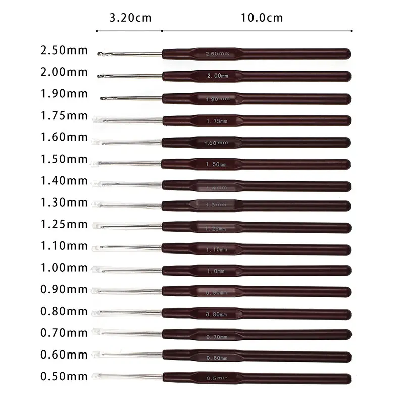 16 шт/лот 0,5 мм-2,5 мм набор крючков для вязания крючком DIY ткацкая игла Искусство ремесло набор иголок для вязания крючком и вязание и шитье инструменты