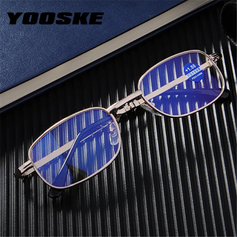 YOOSKE анти-синий светильник, складные очки для чтения, мужские и женские складные очки, диоптрийные оптические компьютерные очки, винтажные очки