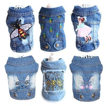 

Embroidery Pet Dog Jeans Jacket Puppy Denim Vest Cool Apparel Clothes for Small Medium Dogs Yorkies Outfits 7 Styles XS-XXL