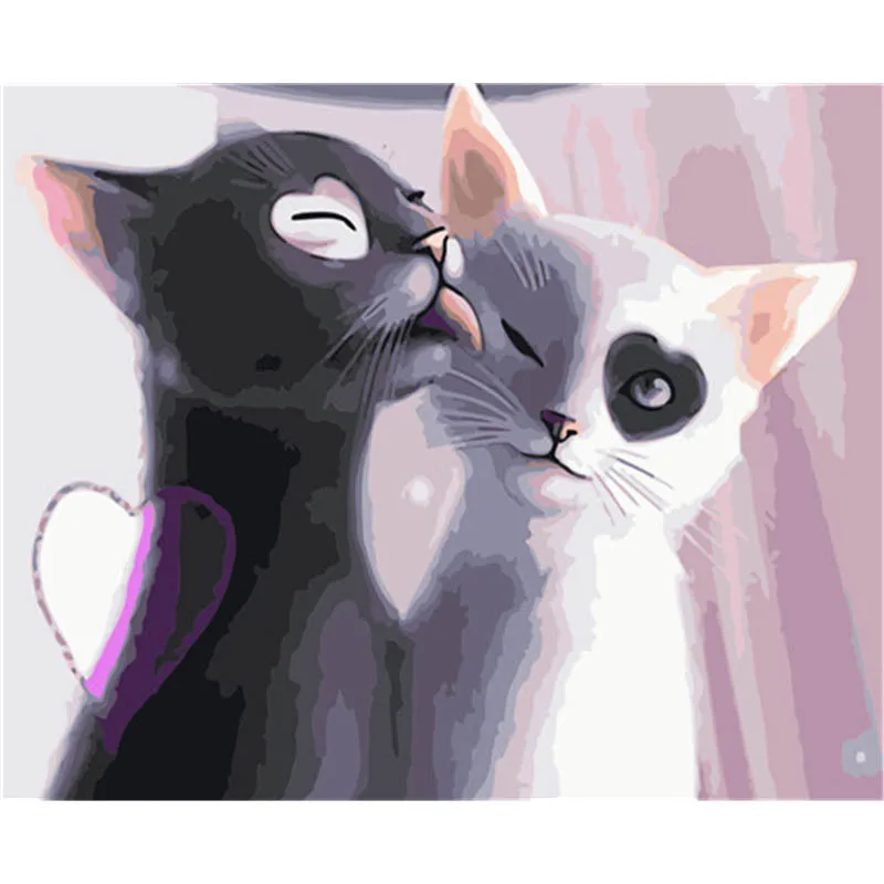 

BAISITE DIY Painting By Numbers Hand Painted Canvas Animal Cat Modern Wall Picture Art For Living Room Home Decoration OTG6053