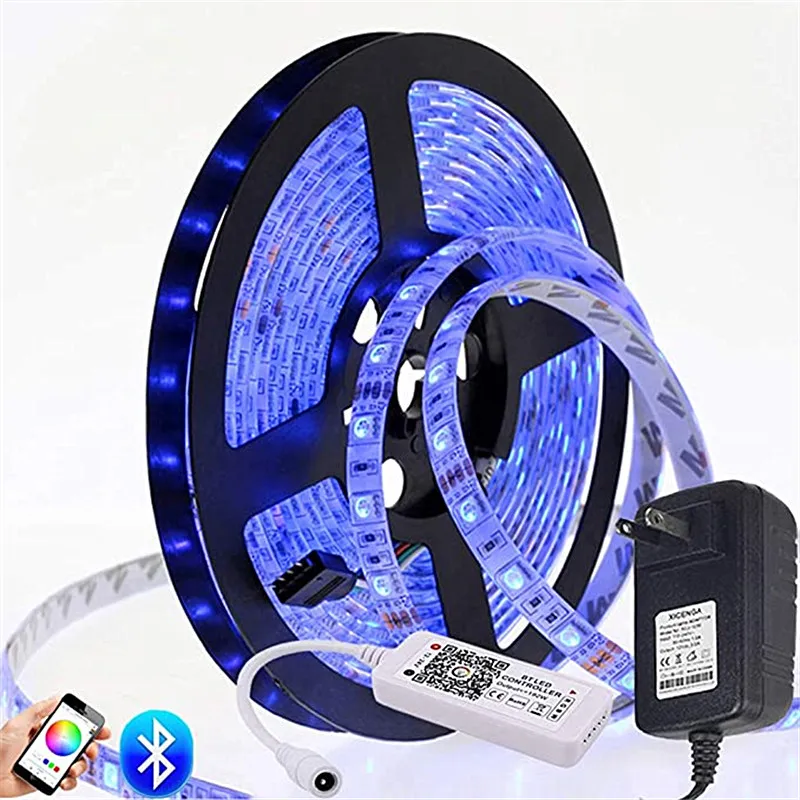 

5m Bluetooth LED Strip Light RGBW RGBWW SMD 5050 60leds LED Strip Tape Magic Home APP Alexa Google RGB Strip + 12V Adapter