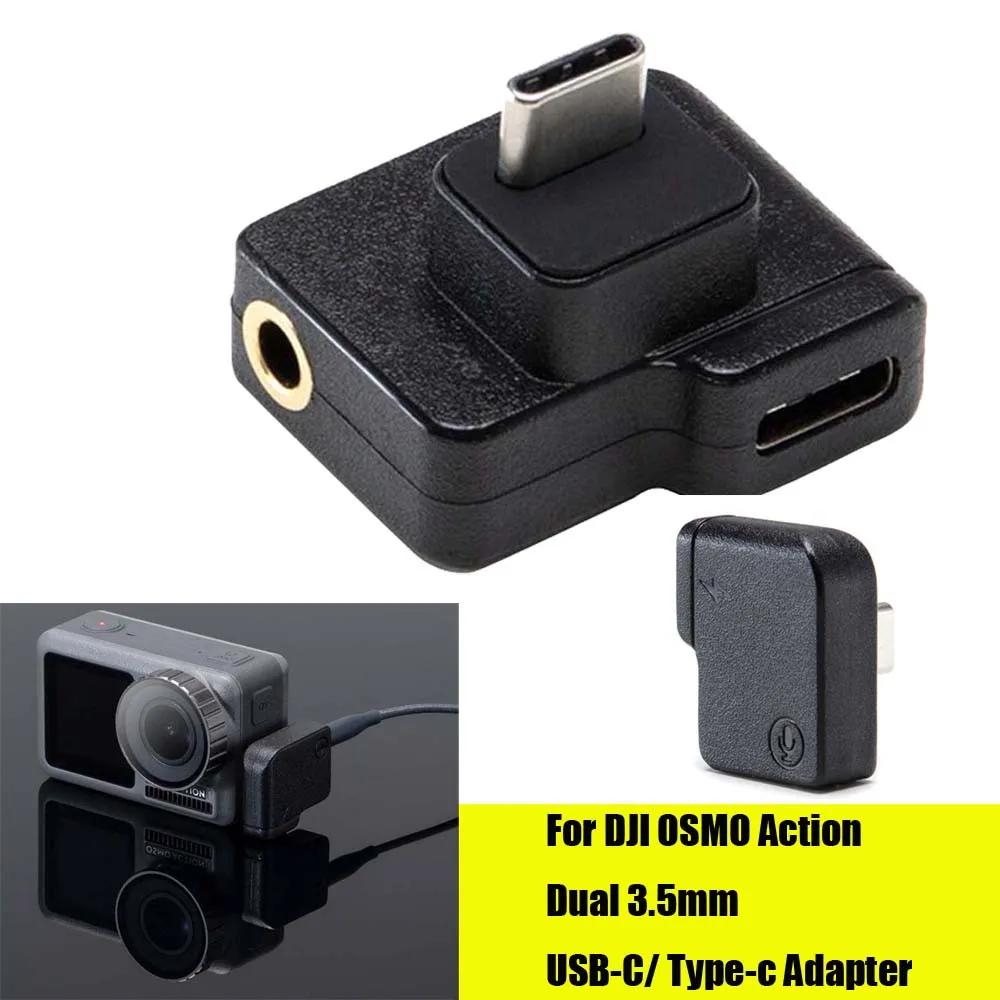 Двойной кабель Переходник USB C на 3 5 мм для микрофонного адаптера DJI OSMO Action 4K Камера